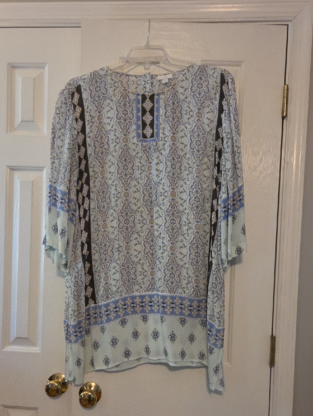 J. Jill Light Blue and Tan Paisley Print Tunic